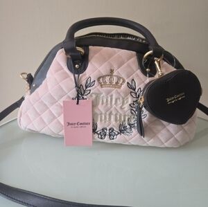 Juicy Couture Brown and Pink Quilted Satchel